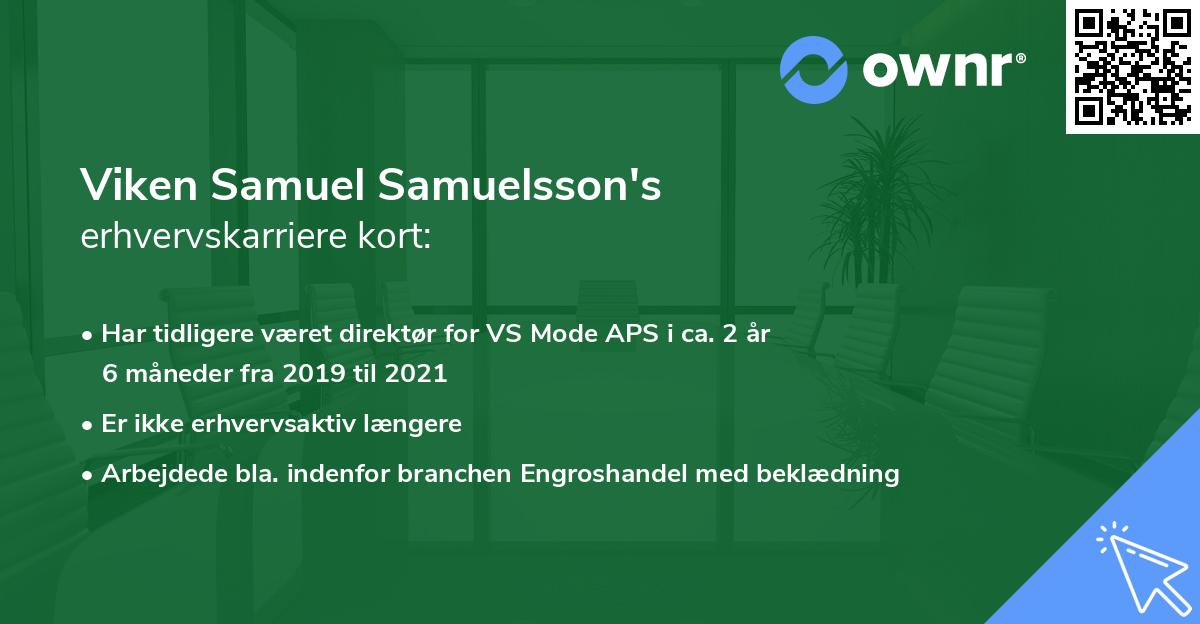 Viken Samuel Samuelsson's erhvervskarriere kort