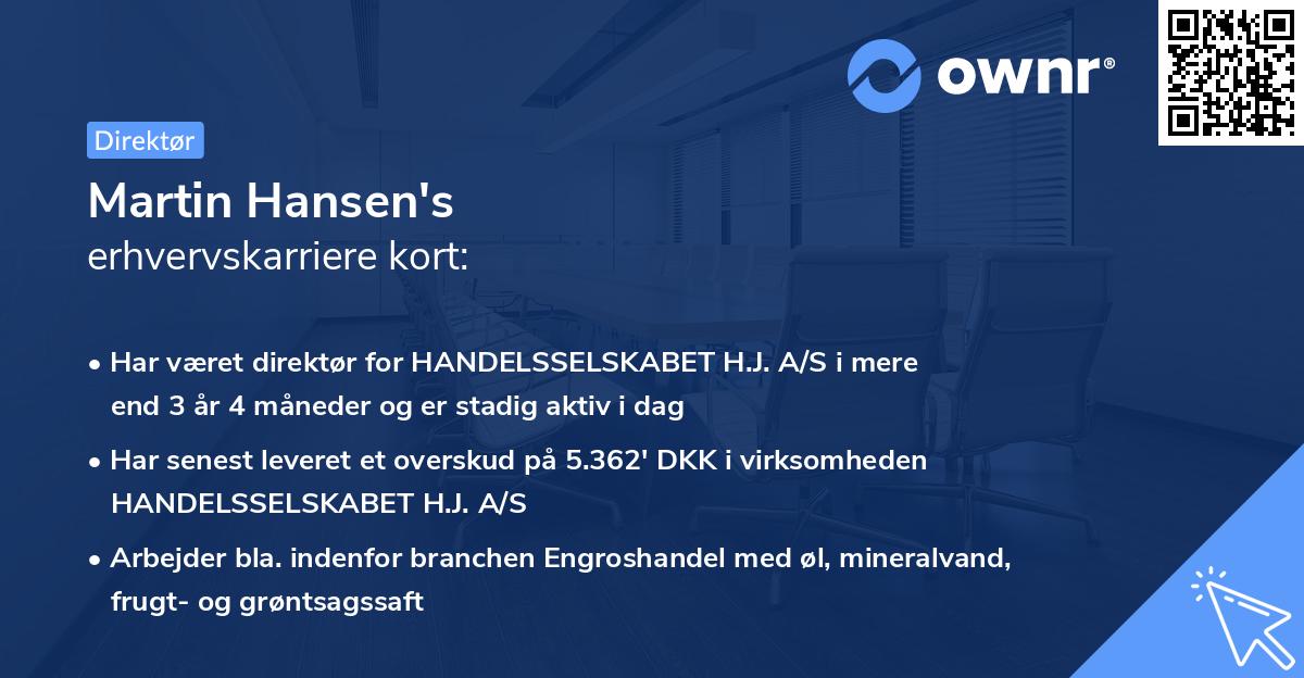 Martin Hansen's erhvervskarriere kort