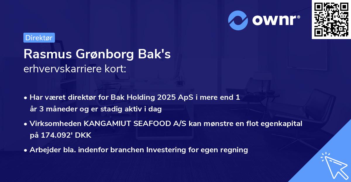 Rasmus Grønborg Bak's erhvervskarriere kort