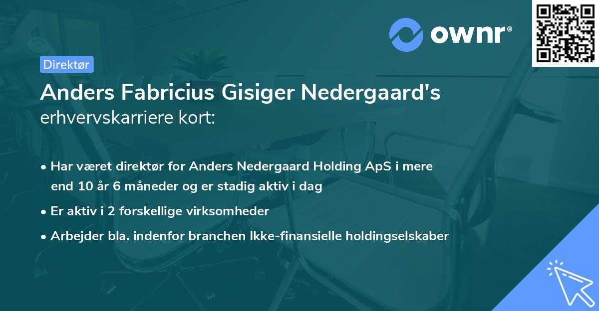 Anders Fabricius Gisiger Nedergaard's erhvervskarriere kort