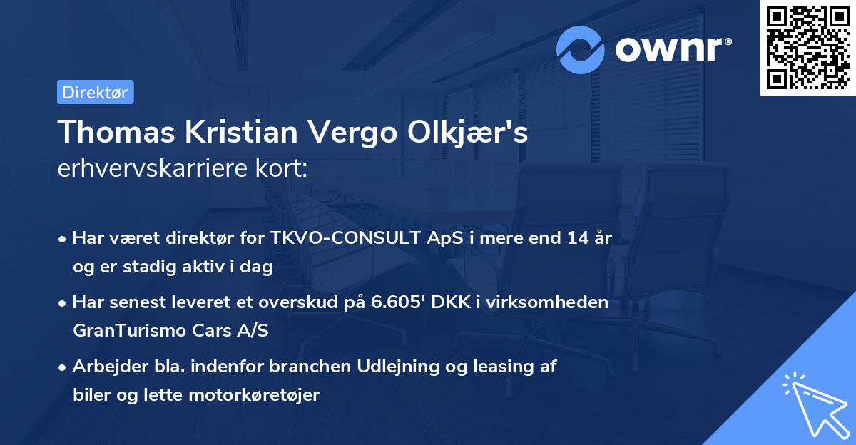 Thomas Kristian Vergo Olkjær's erhvervskarriere kort