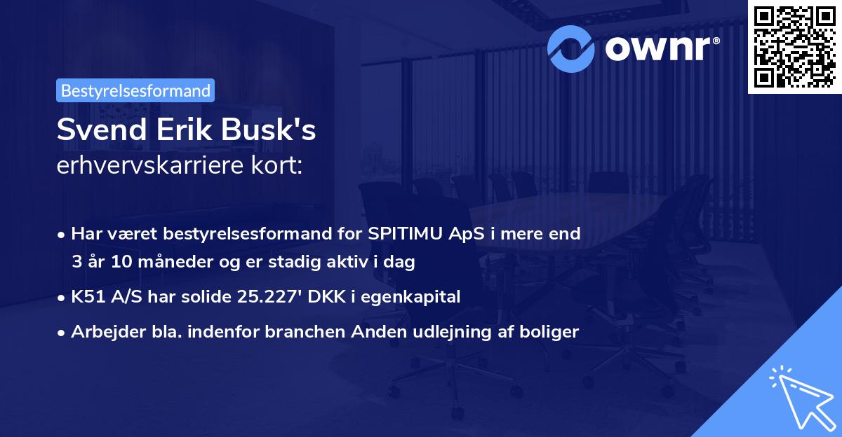 Svend Erik Busk's erhvervskarriere kort