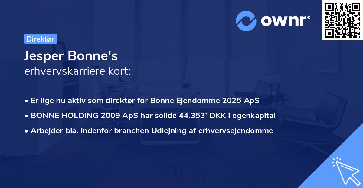 Jesper Bonne's erhvervskarriere kort