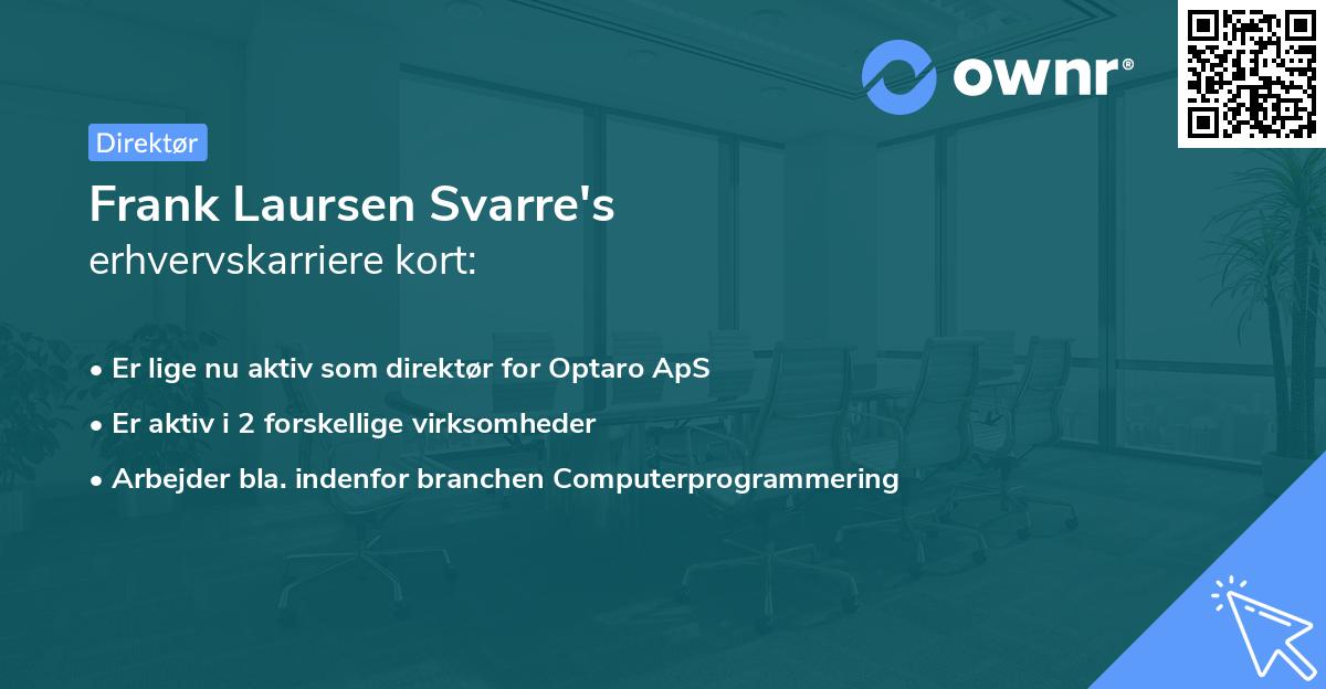 Frank Laursen Svarre's erhvervskarriere kort