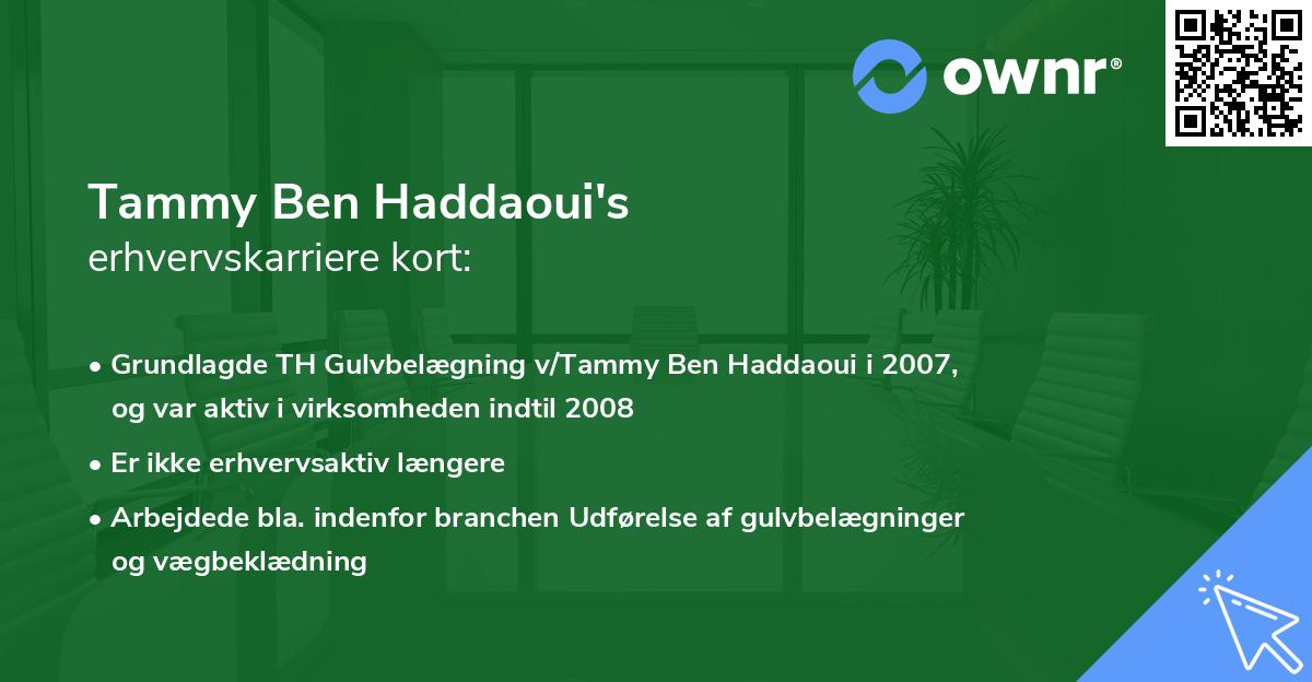 Tammy Ben Haddaoui's erhvervskarriere kort