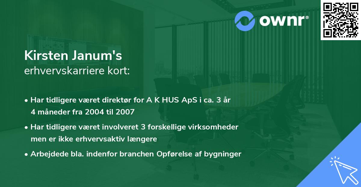Kirsten Janum's erhvervskarriere kort
