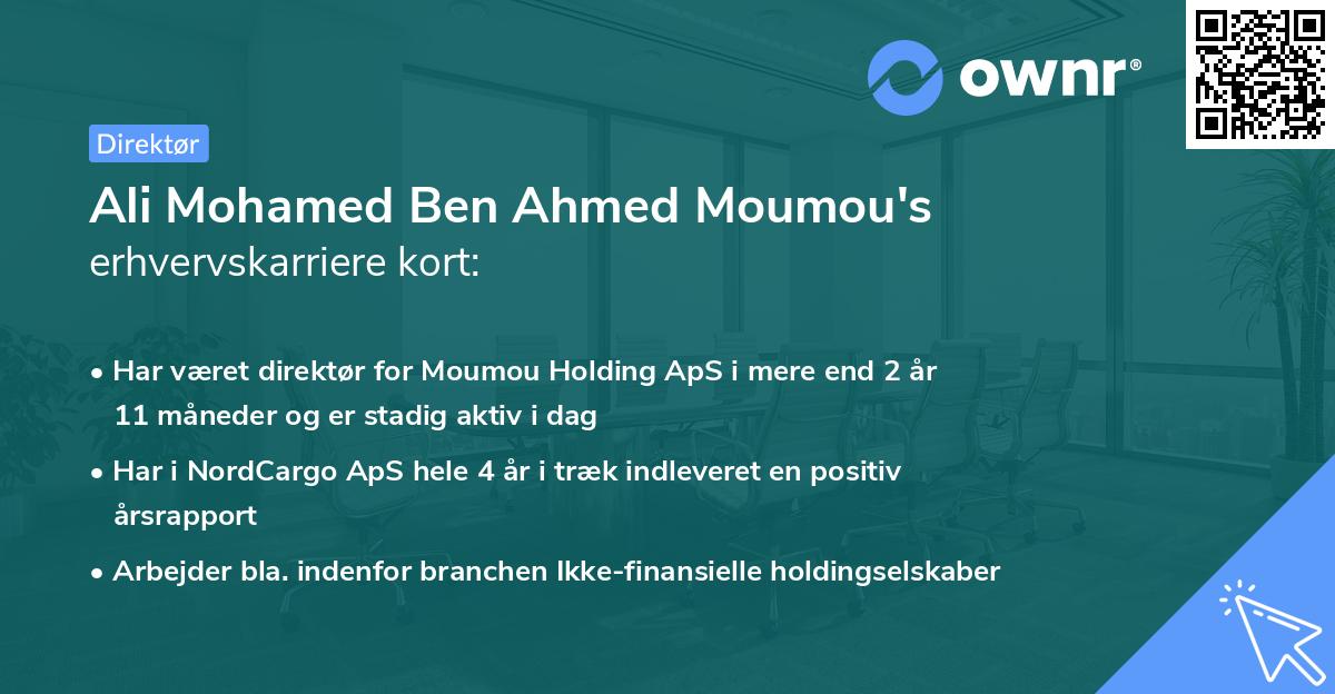 Ali Mohamed Ben Ahmed Moumou's erhvervskarriere kort