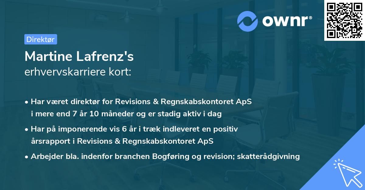 Martine Lafrenz's erhvervskarriere kort
