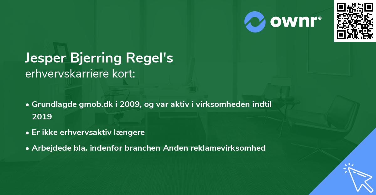 Jesper Bjerring Regel's erhvervskarriere kort