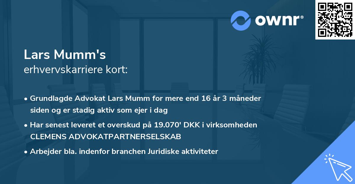 Lars Mumm's erhvervskarriere kort