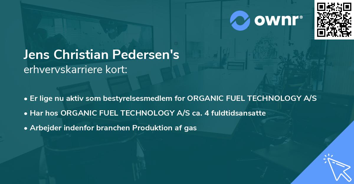Jens Christian Pedersen's erhvervskarriere kort