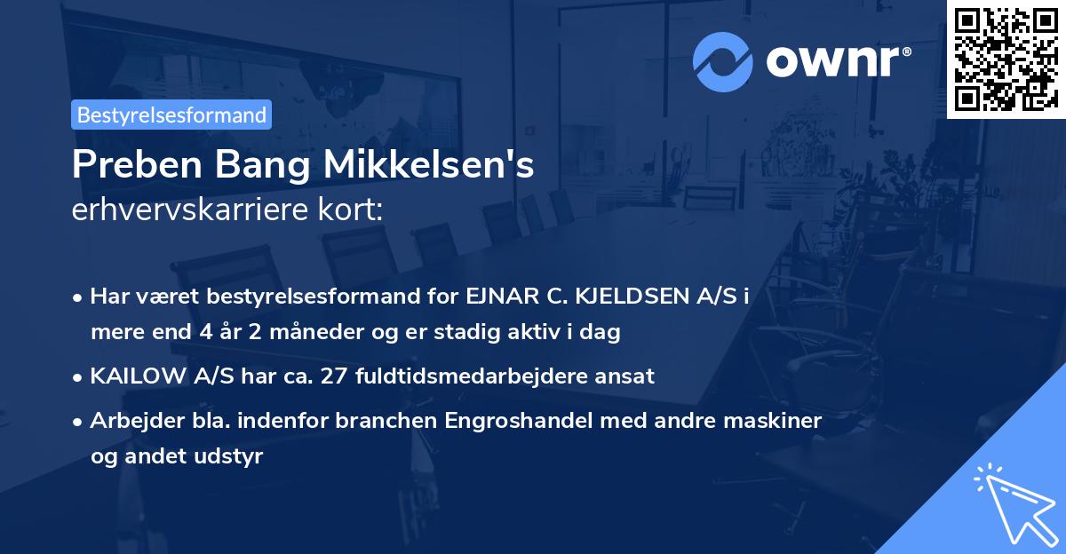 Preben Bang Mikkelsen's erhvervskarriere kort