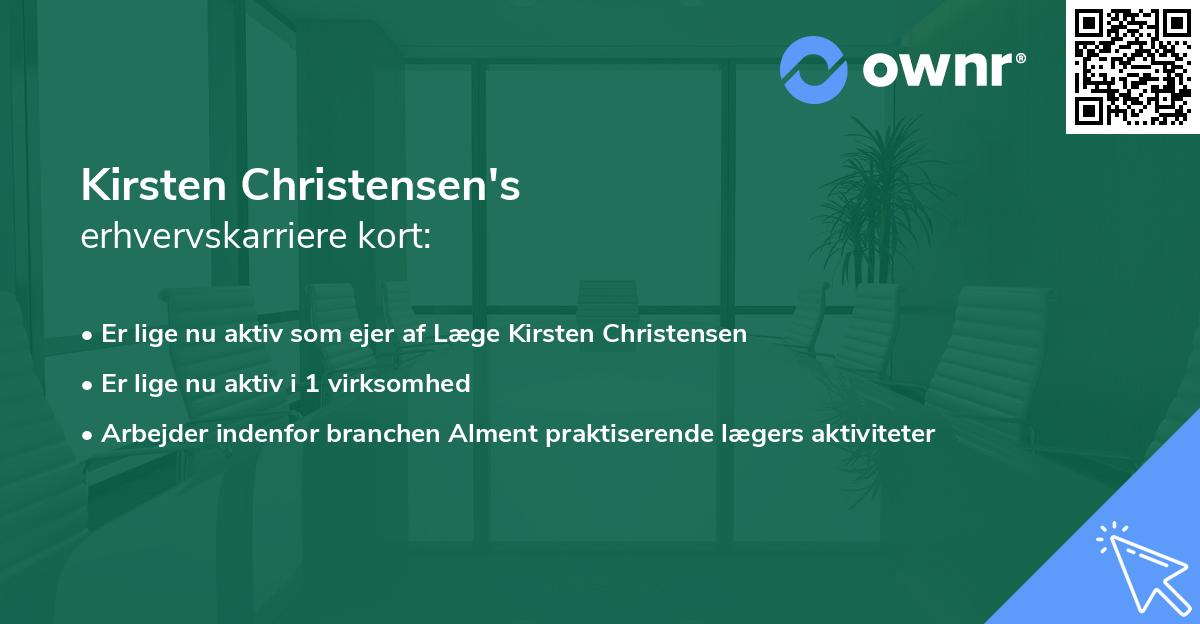 Kirsten Christensen's erhvervskarriere kort