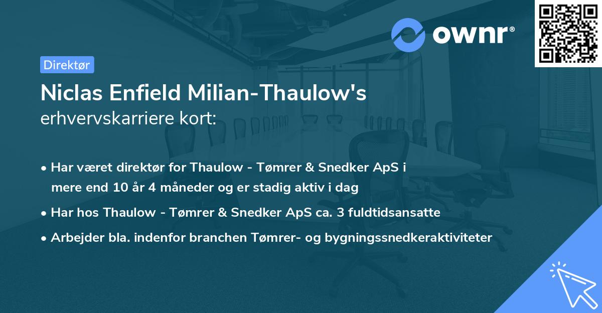 Niclas Enfield Milian-Thaulow's erhvervskarriere kort