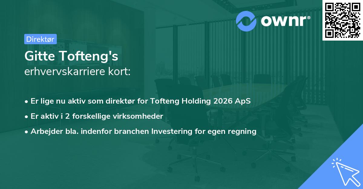Gitte Tofteng's erhvervskarriere kort