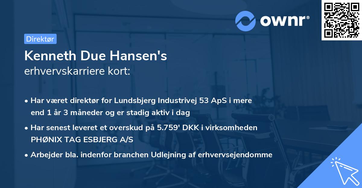Kenneth Due Hansen's erhvervskarriere kort
