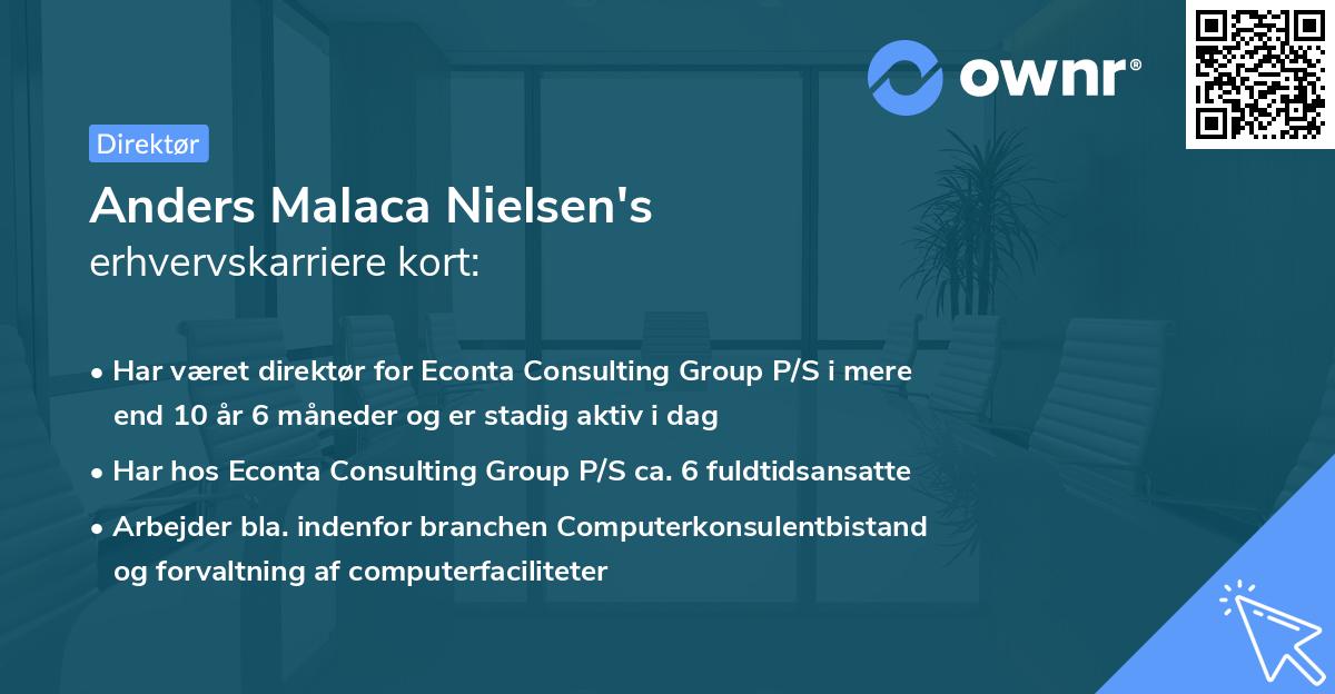Anders Malaca Nielsen's erhvervskarriere kort