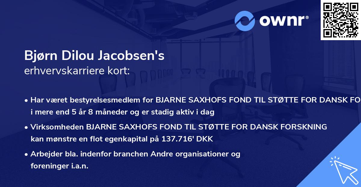 Bjørn Dilou Jacobsen's erhvervskarriere kort