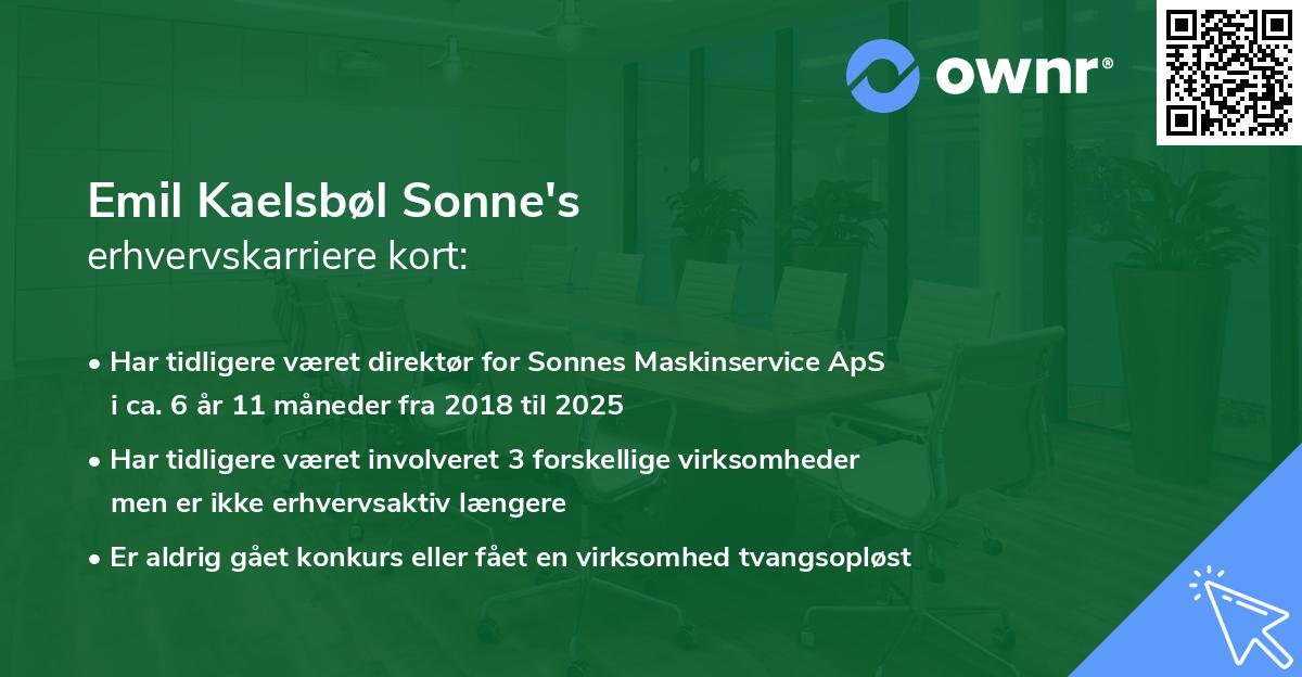 Emil Kaelsbøl Sonne's erhvervskarriere kort