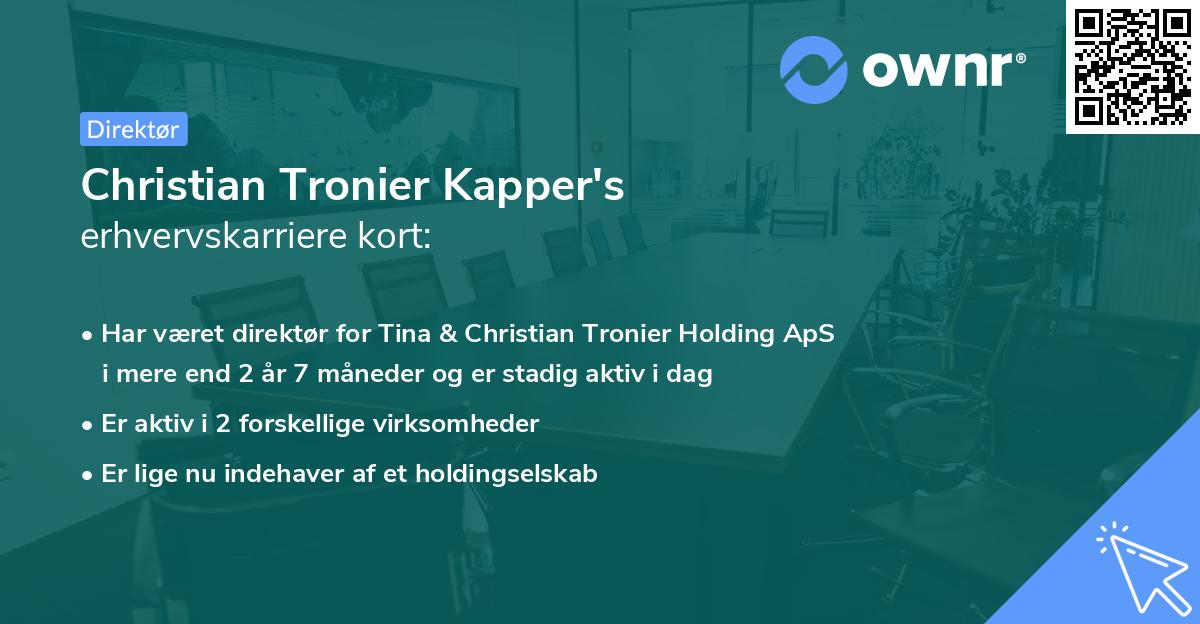 Christian Tronier Kapper's erhvervskarriere kort