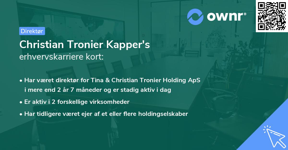 Christian Tronier Kapper's erhvervskarriere kort