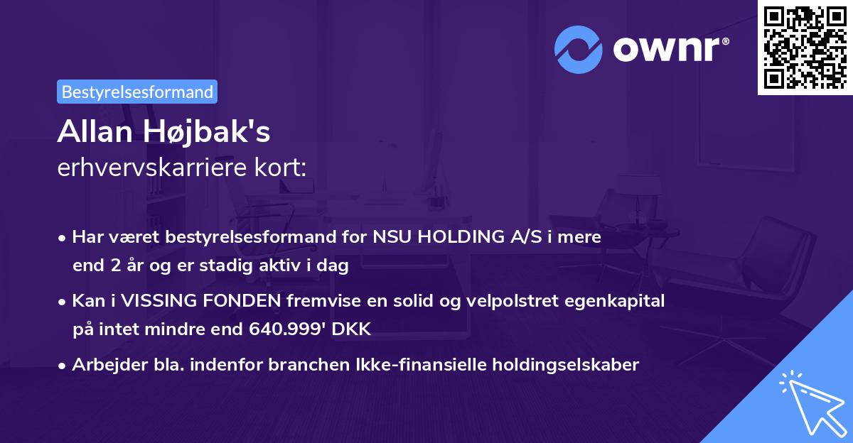 Allan Højbak's erhvervskarriere kort