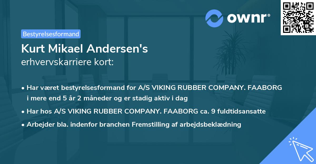 Kurt Mikael Andersen's erhvervskarriere kort