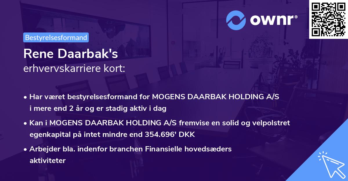 Rene Daarbak's erhvervskarriere kort
