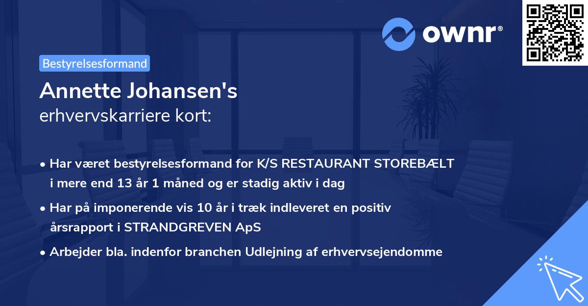 Annette Johansen's erhvervskarriere kort