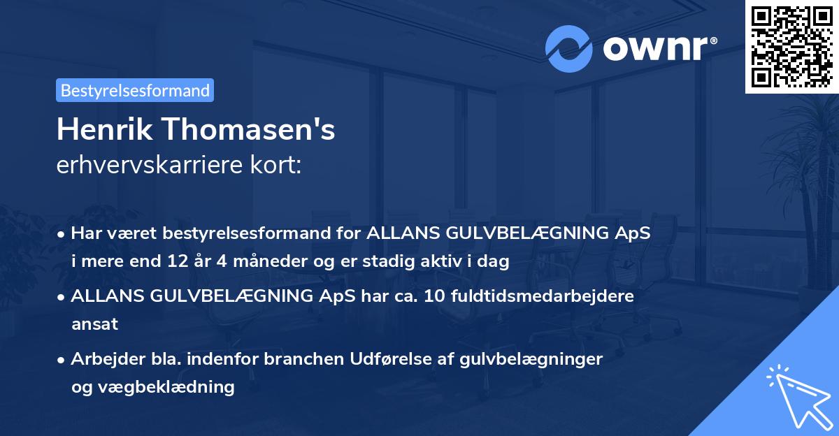 Henrik Thomasen's erhvervskarriere kort