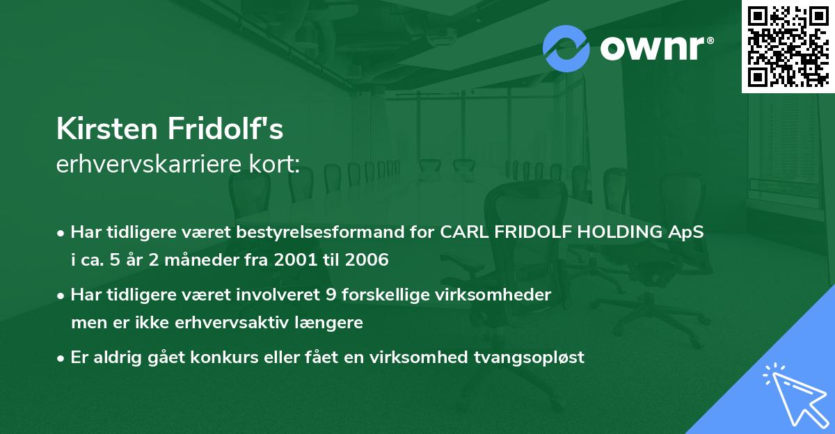 Kirsten Fridolf's erhvervskarriere kort
