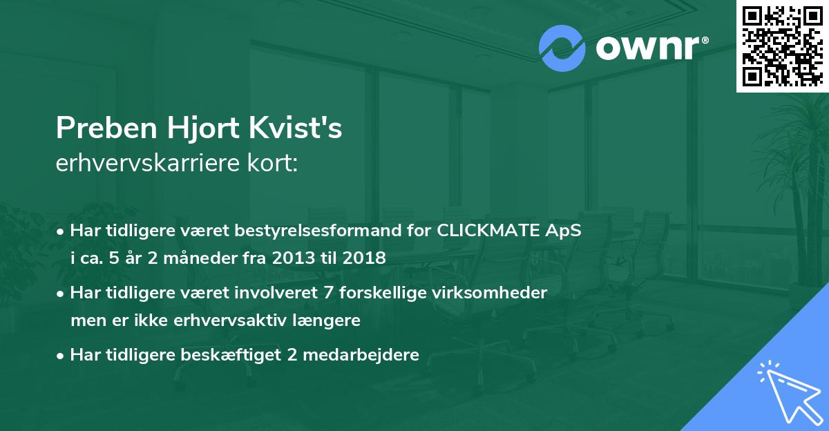 Preben Hjort Kvist's erhvervskarriere kort