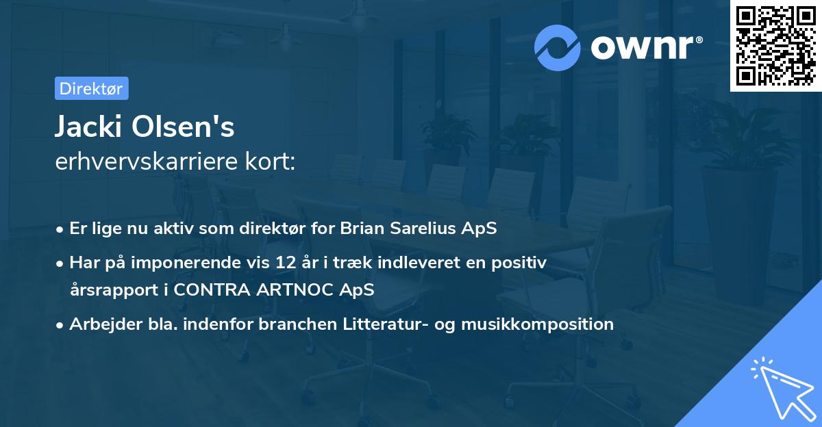 Jacki Olsen's erhvervskarriere kort