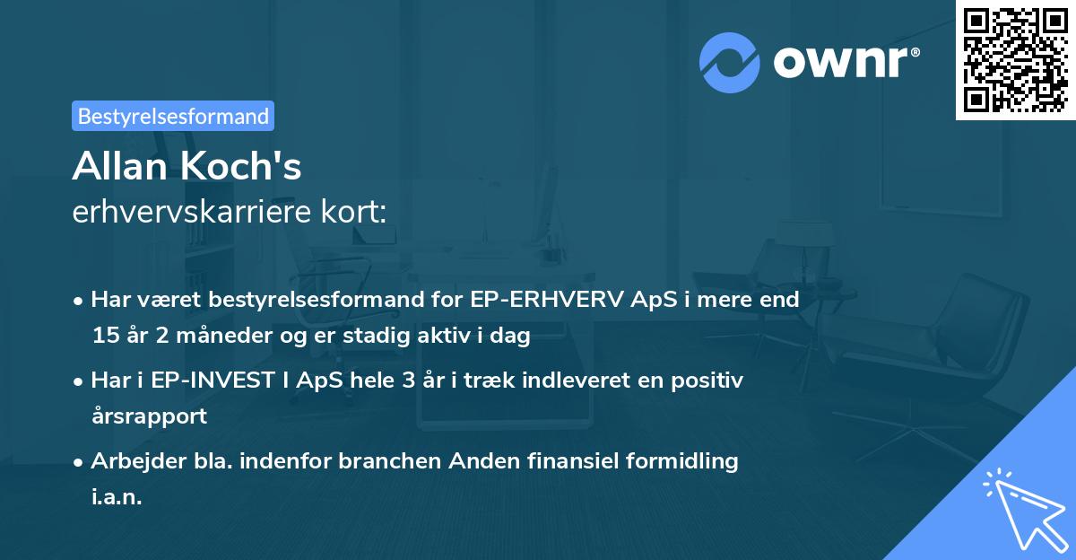 Allan Koch's erhvervskarriere kort