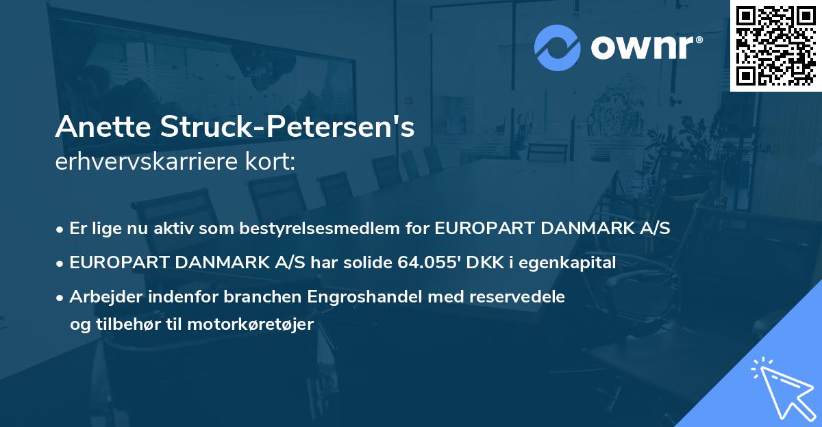 Anette Struck-Petersen's erhvervskarriere kort