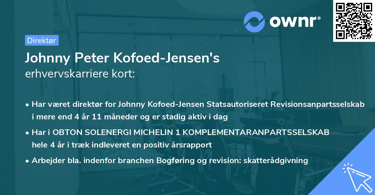 Johnny Peter Kofoed-Jensen's erhvervskarriere kort