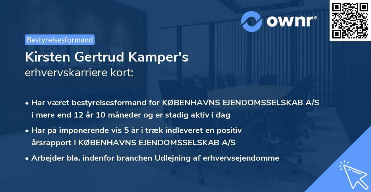 Kirsten Gertrud Kamper's erhvervskarriere kort