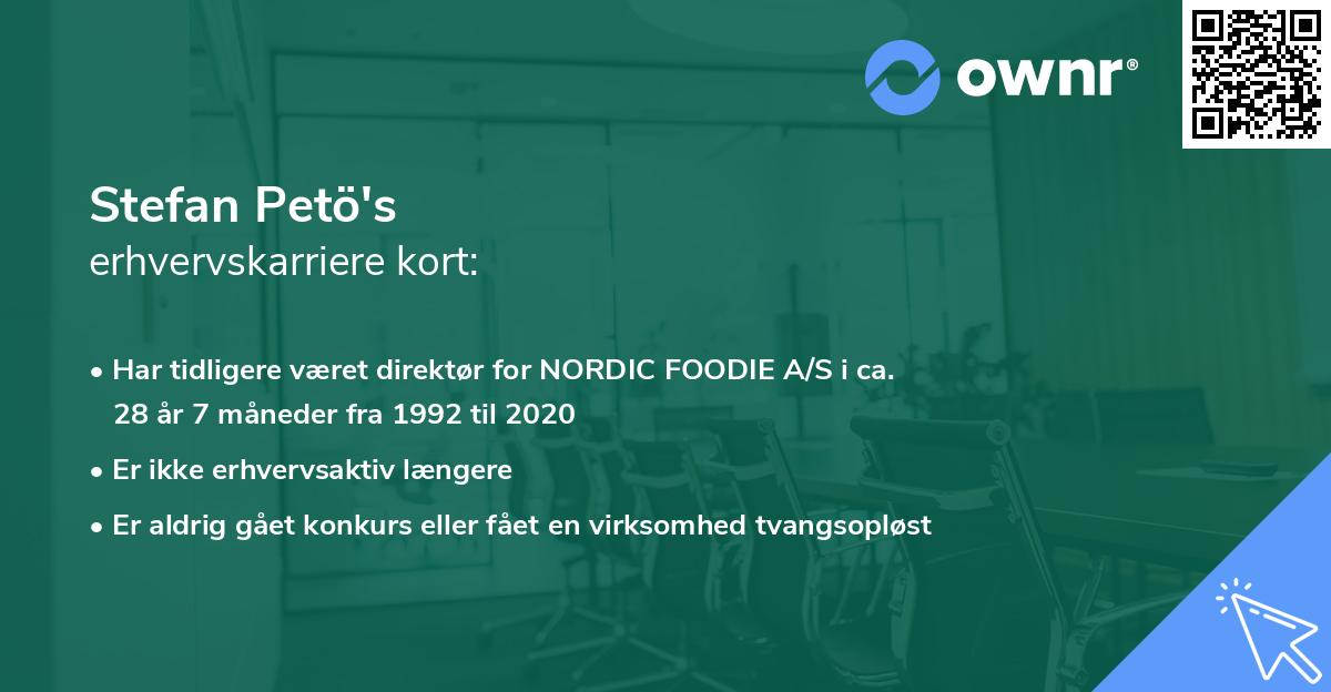 Stefan Petö's erhvervskarriere kort