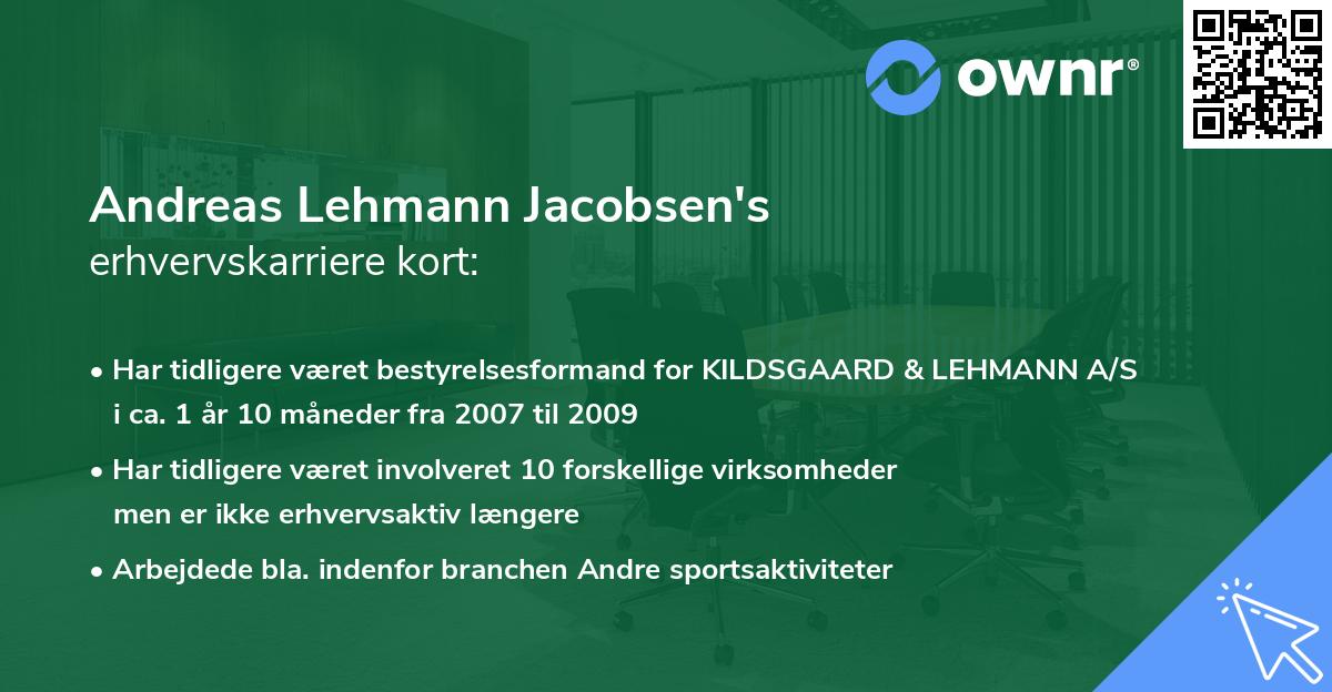 Andreas Lehmann Jacobsen's erhvervskarriere kort