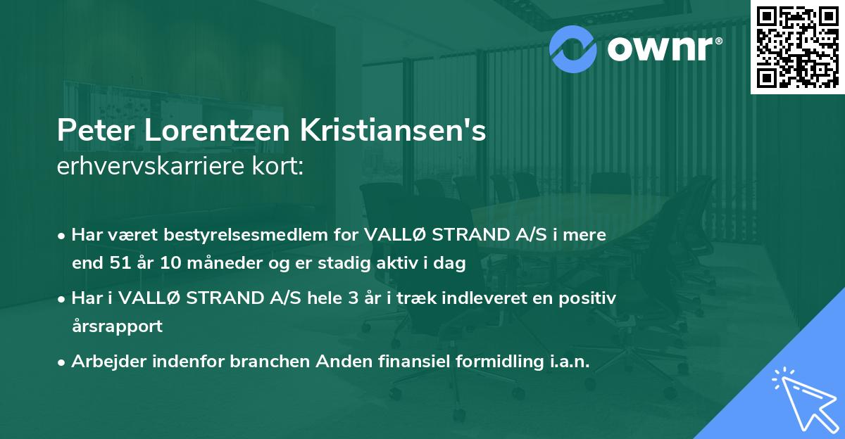 Peter Lorentzen Kristiansen's erhvervskarriere kort