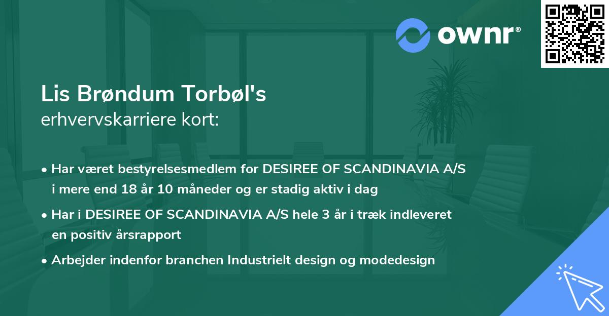 Lis Brøndum Torbøl's erhvervskarriere kort