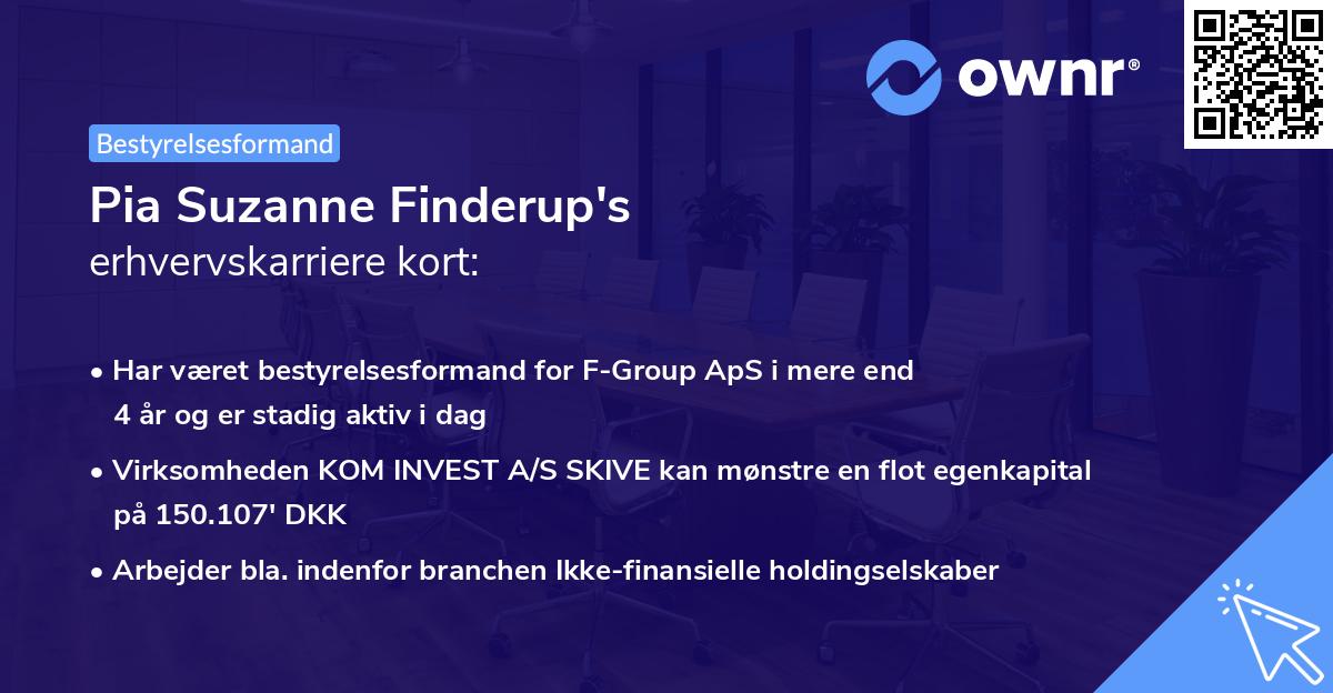 Pia Suzanne Finderup's erhvervskarriere kort