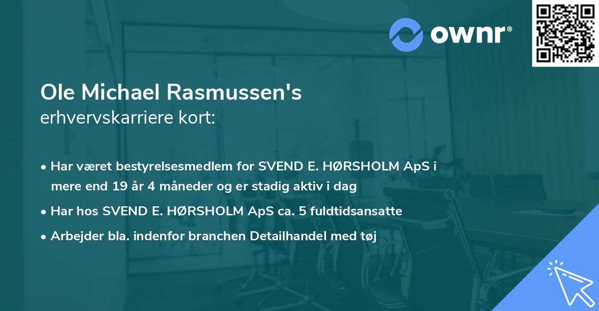 Ole Michael Rasmussen's erhvervskarriere kort