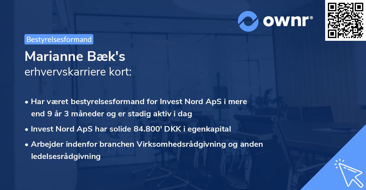 Marianne Bæk's erhvervskarriere kort