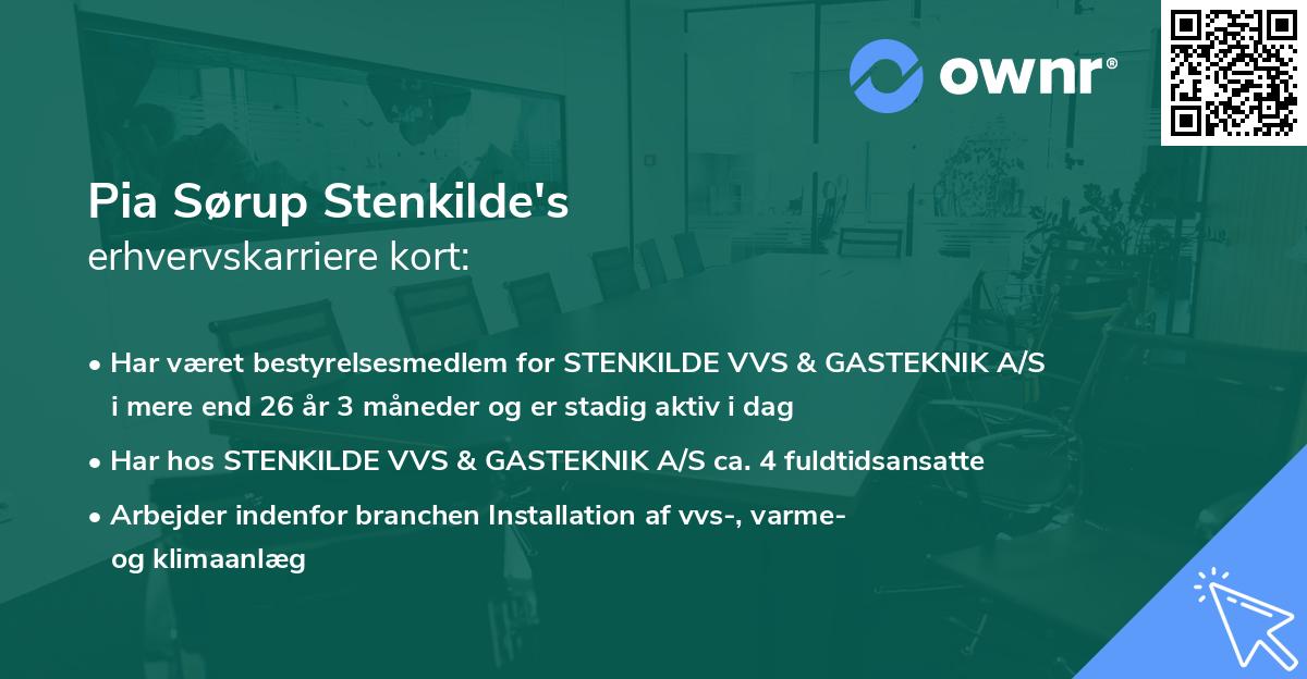 Pia Sørup Stenkilde's erhvervskarriere kort