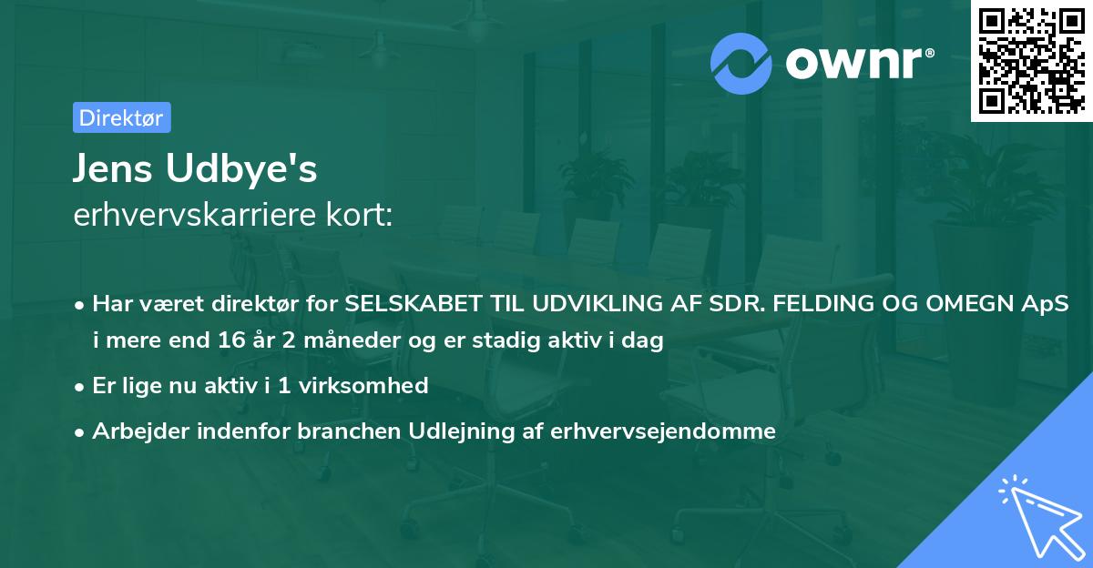 Jens Udbye's erhvervskarriere kort