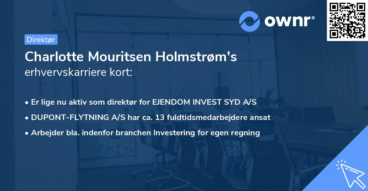 Charlotte Mouritsen Holmstrøm's erhvervskarriere kort