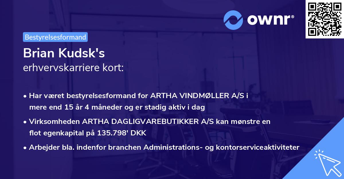 Brian Kudsk's erhvervskarriere kort