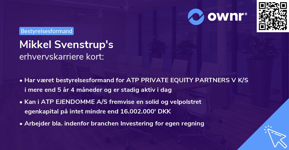 Mikkel Svenstrup's erhvervskarriere kort