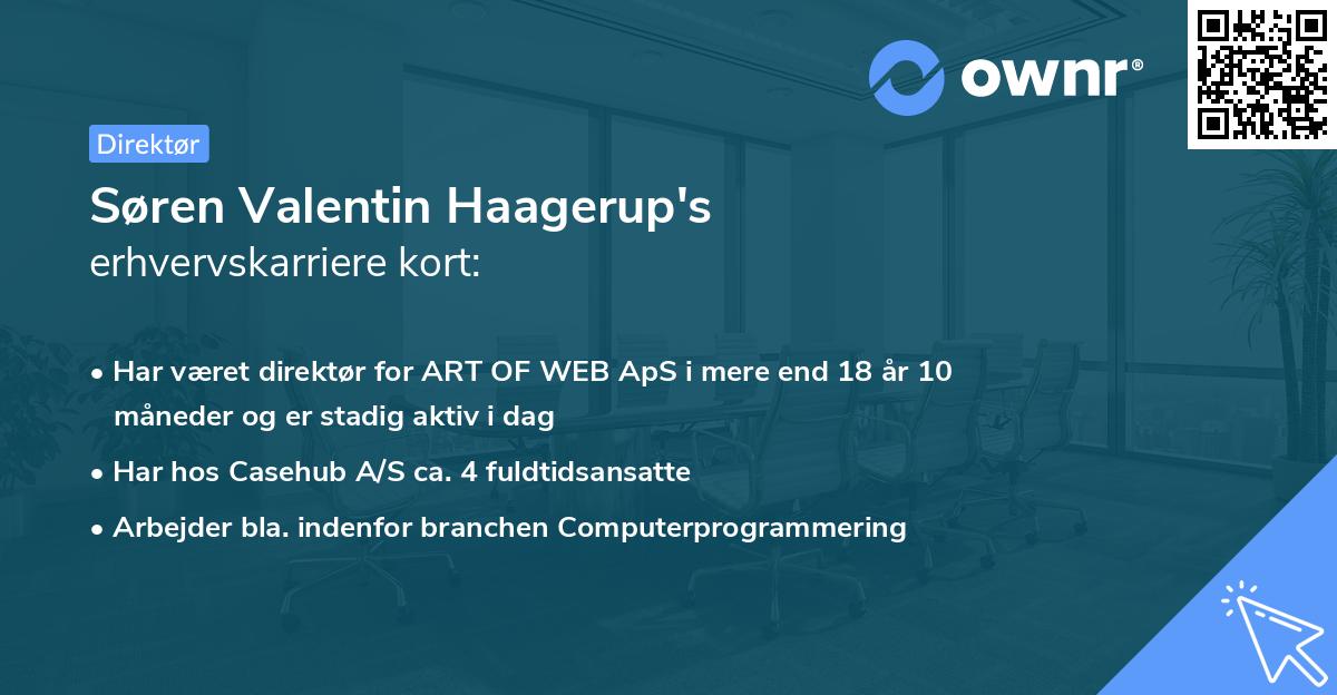 Søren Valentin Haagerup's erhvervskarriere kort